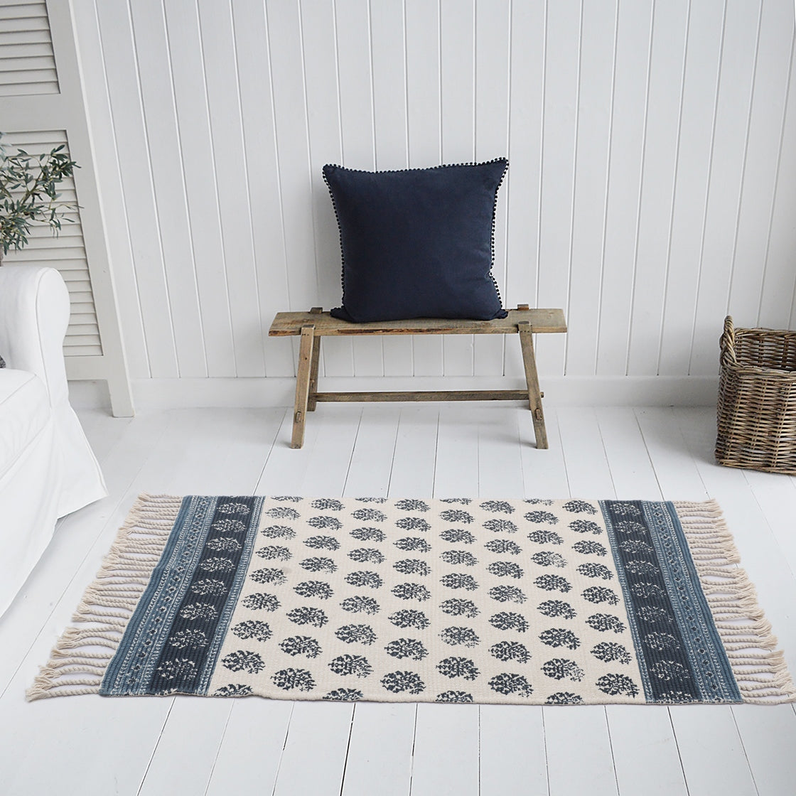 Hand Woven Cotton Screen Printed Dhurrie-3'x5'