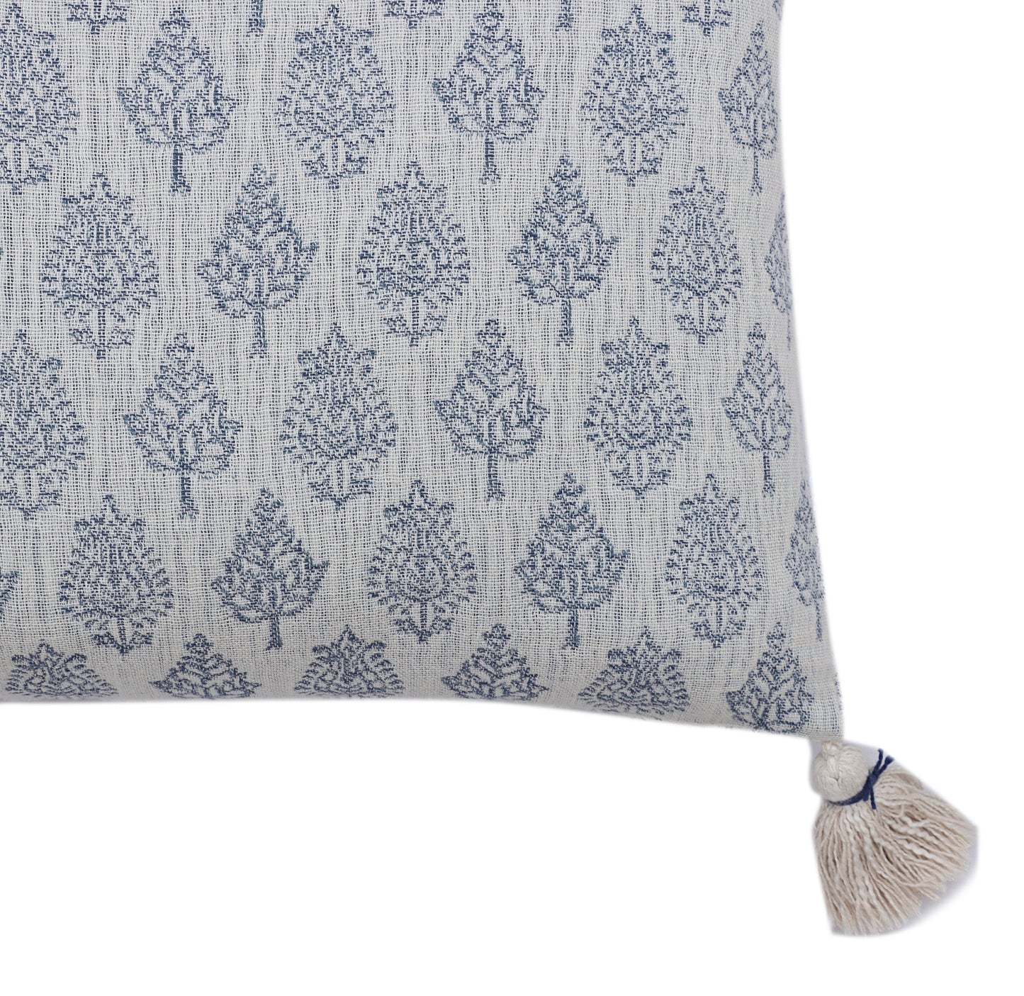 Grey Blue Cotton Jacquard Cushion Cover