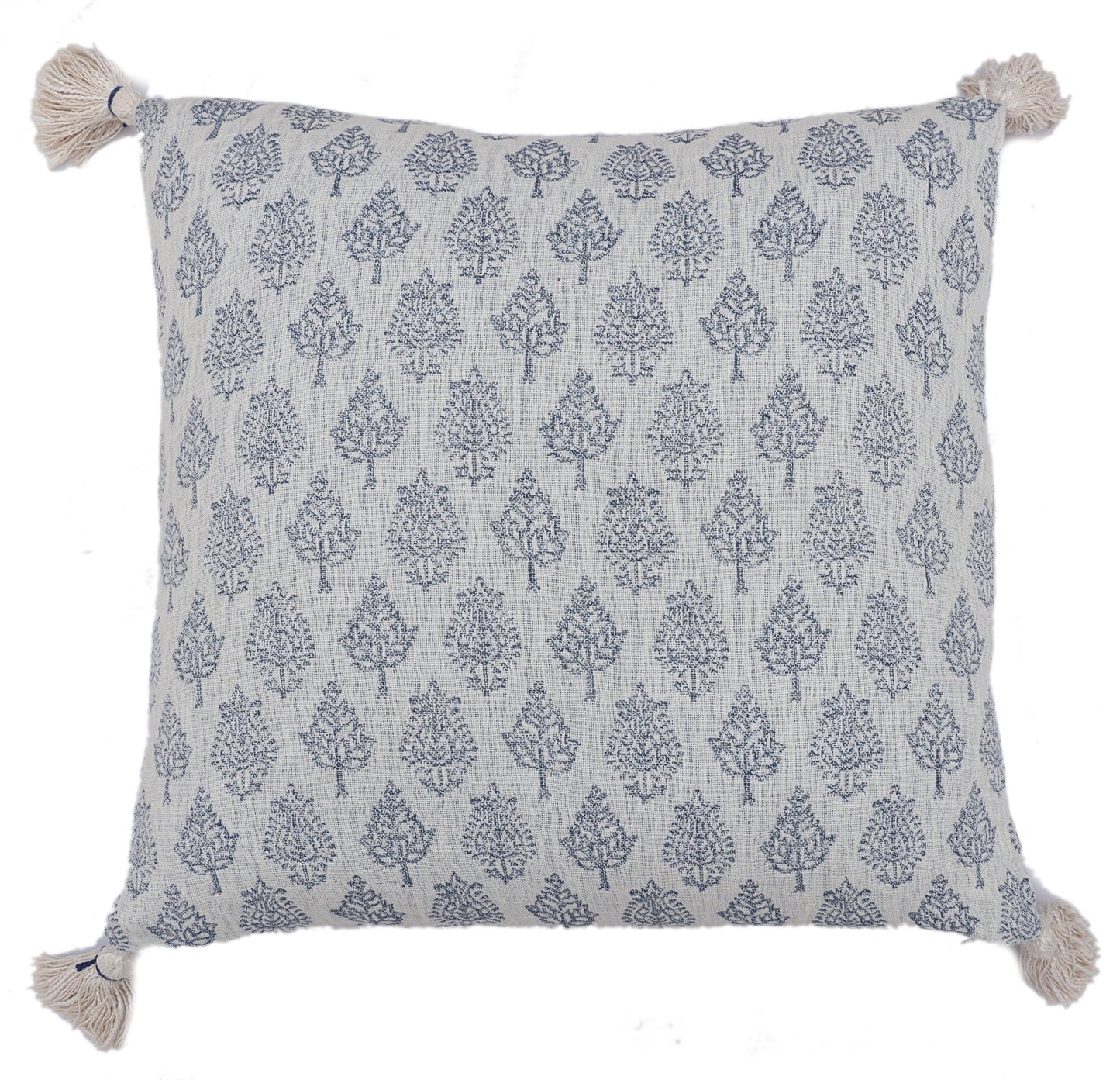 Grey Blue Cotton Jacquard Cushion Cover