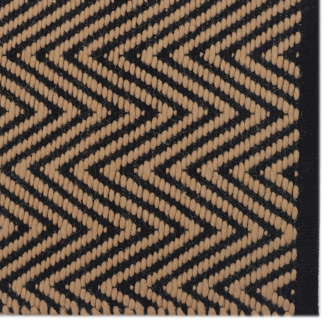 Black and Beige Hand Woven Runner - 2.5' x 7'