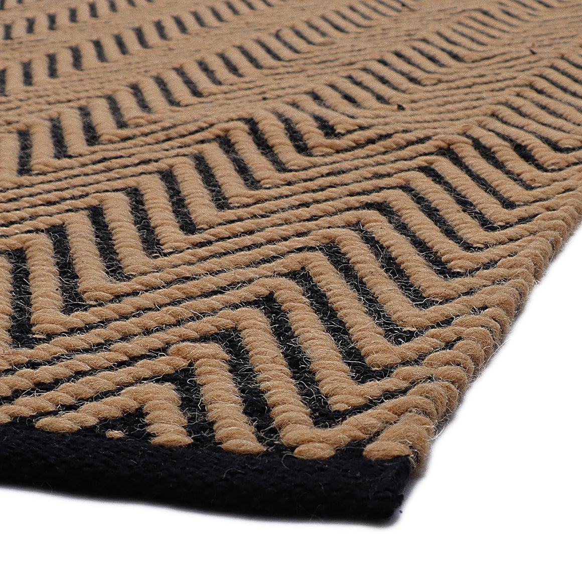 Black and Beige Hand Woven Runner - 2.5' x 7'