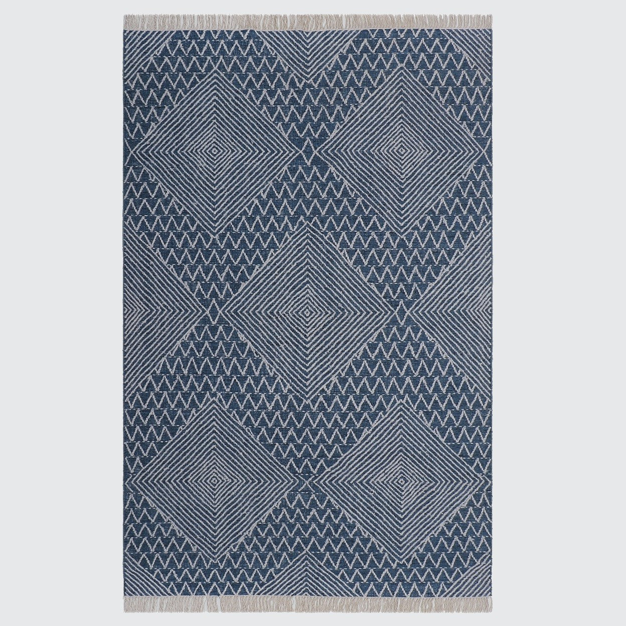 Hand Woven Blue Wool Rug - 5'x8'
