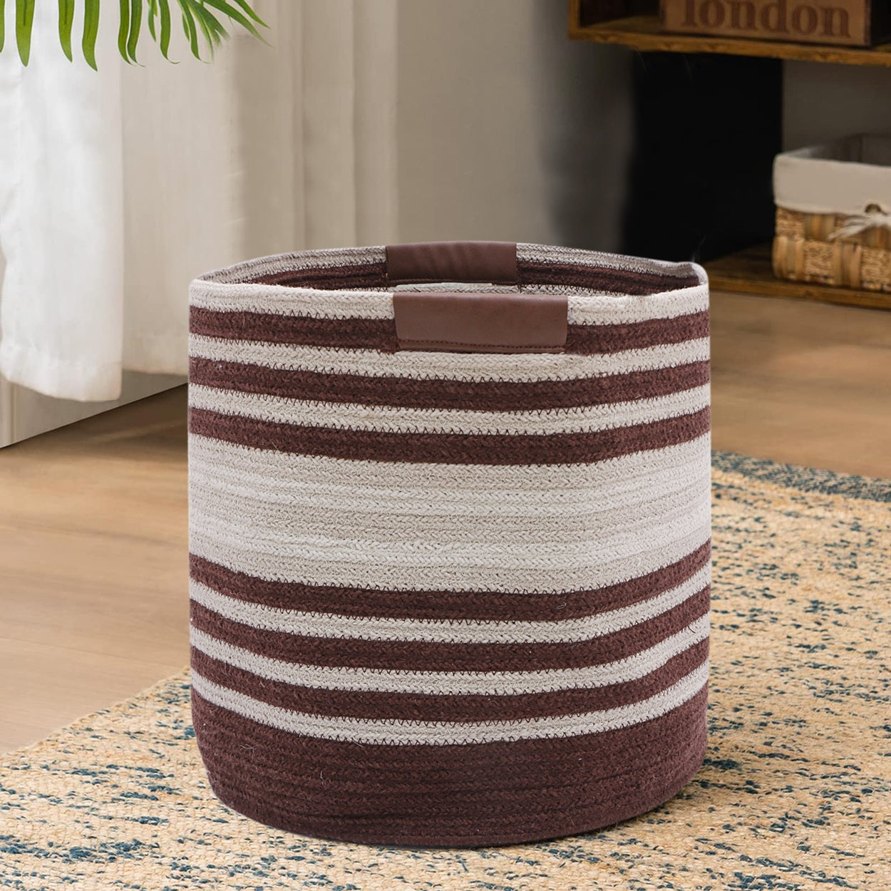 Brown and Ivory Braided Basket