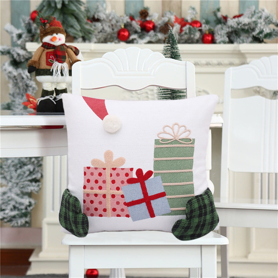 White Cotton Screen Print Cushion Cover