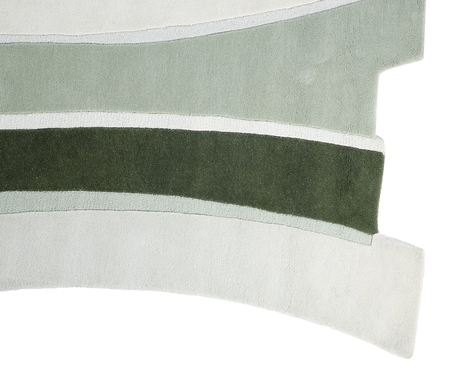 Green and Natural Hand Tufted Wool Rug -5'x8'