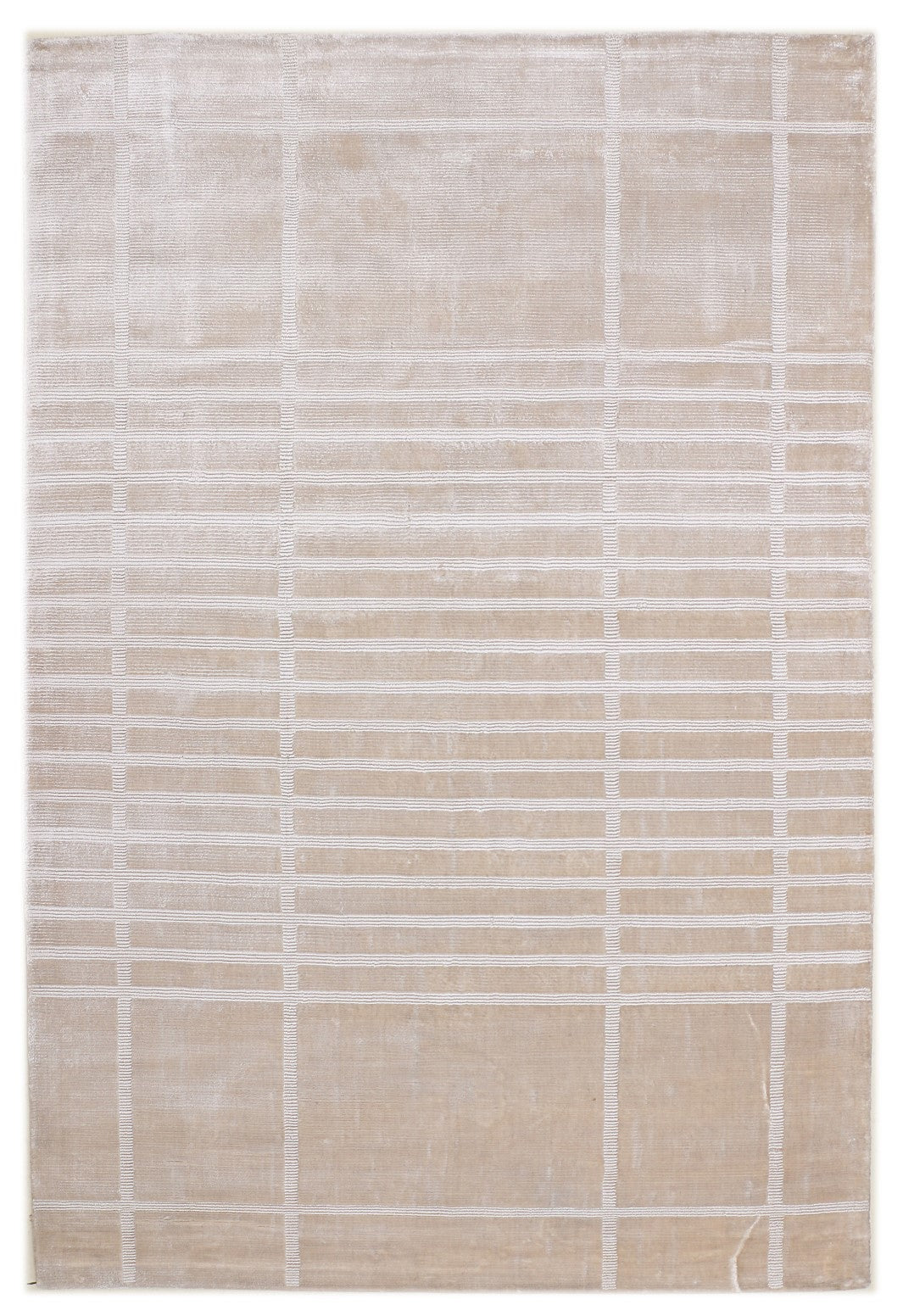 Ivory Hand Tufted Viscose Rug - 5'x8'