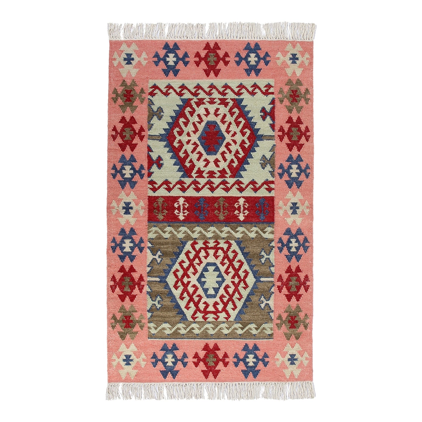 Multicolor Hand Woven Wool Punja Kilim - 3'x5'