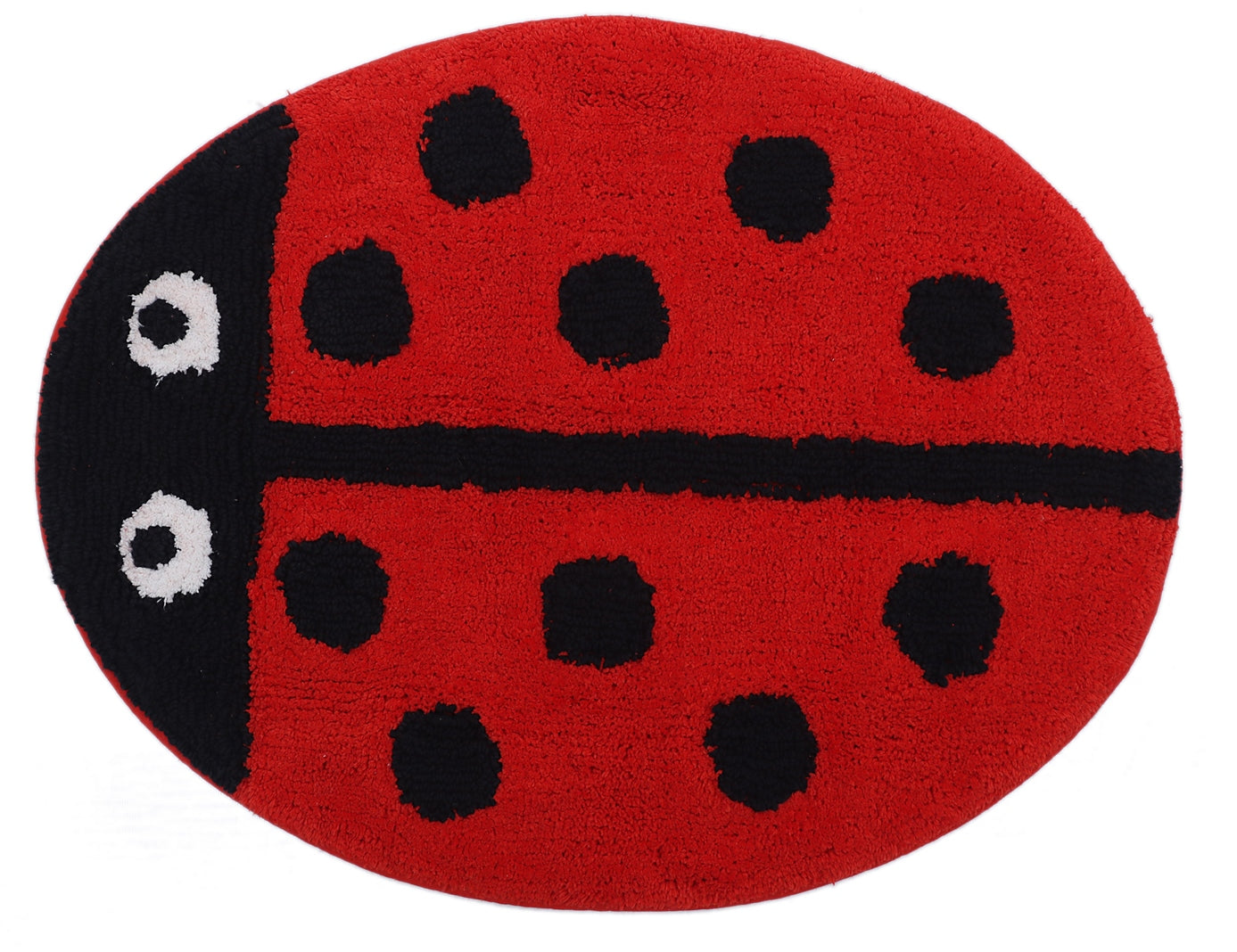 Black and White Cotton Ladybug Bathmat