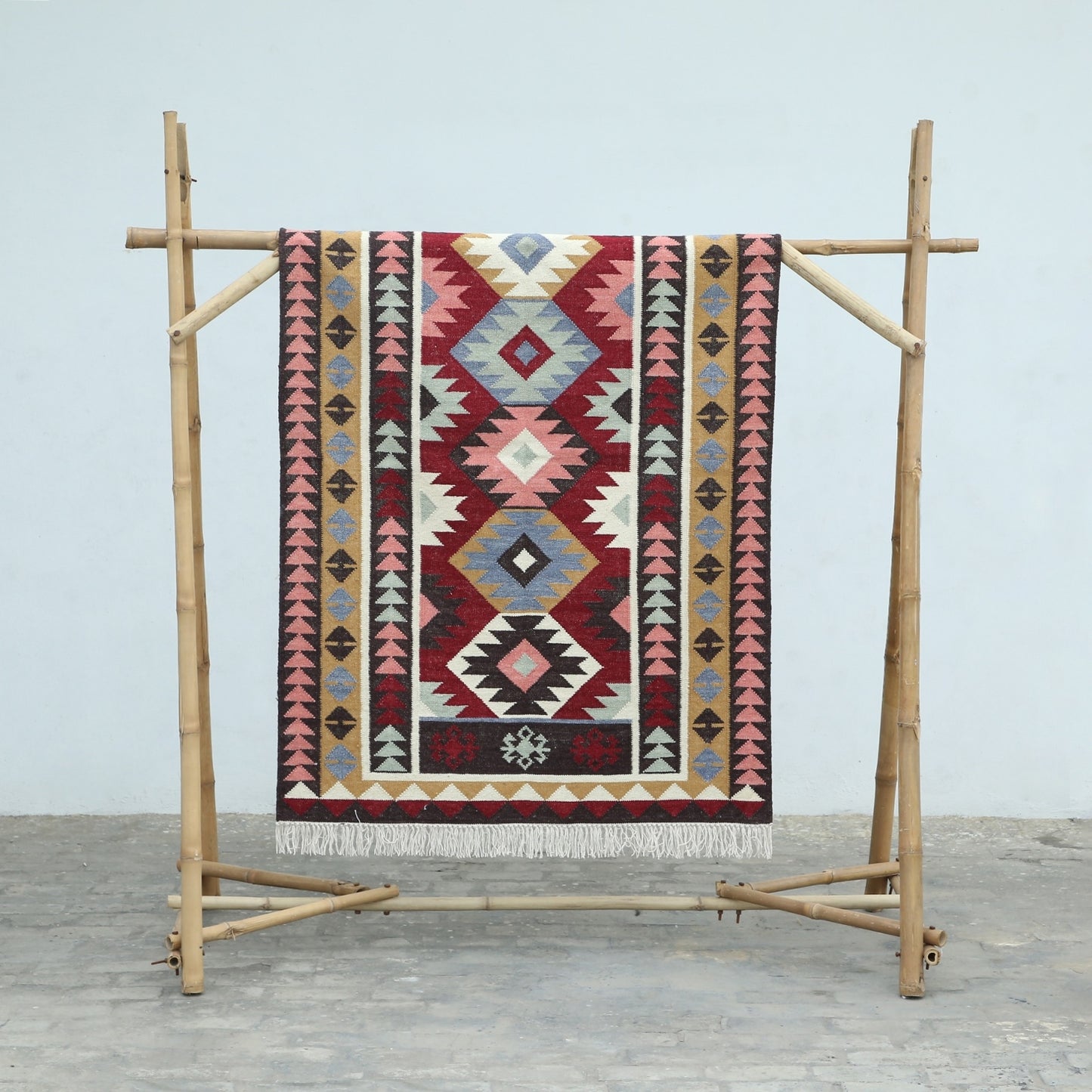 Multicolor Hand Woven Wool Punja Kilim - 4'x6'