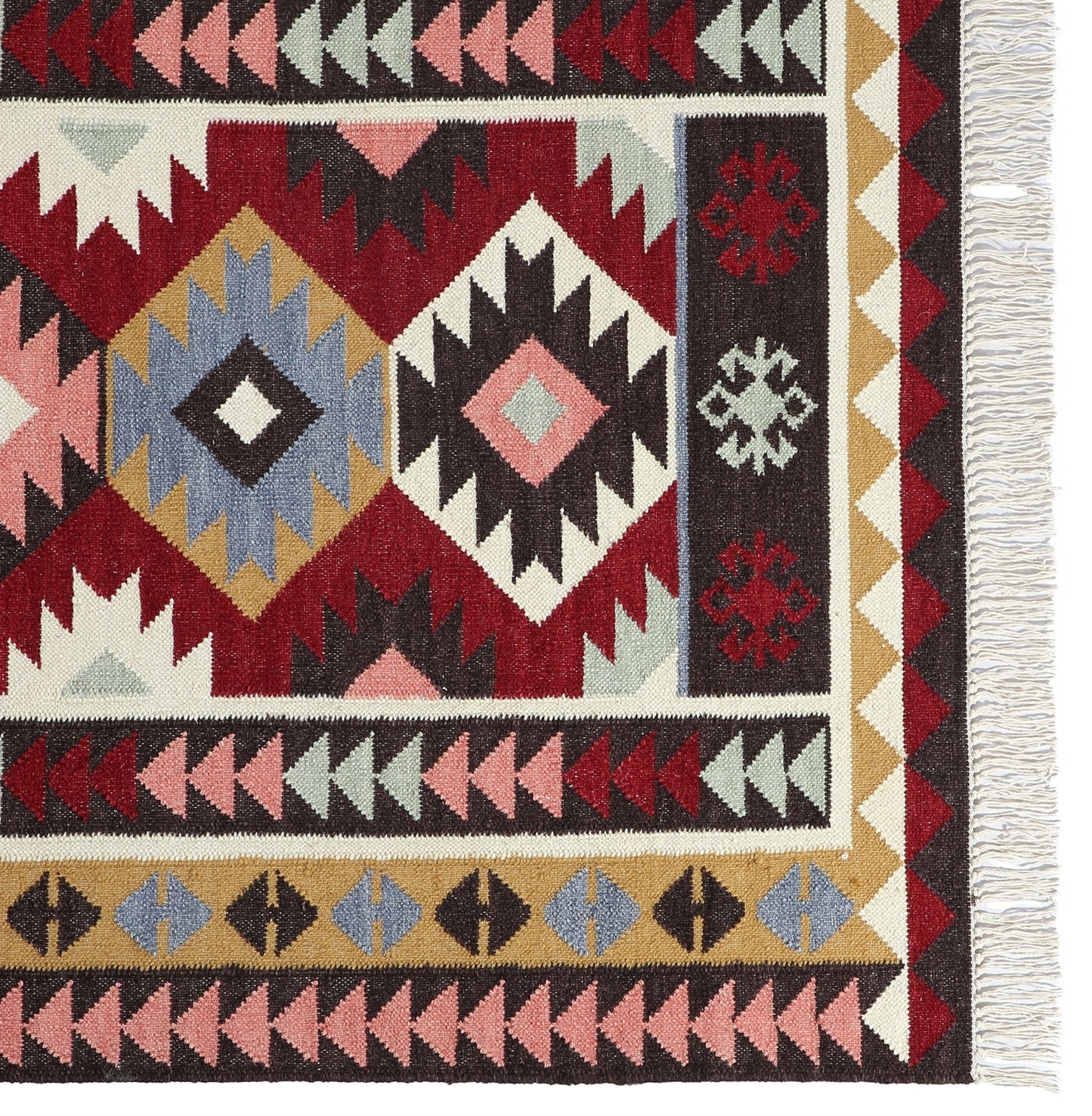 Multicolor Hand Woven Wool Punja Kilim - 4'x6'