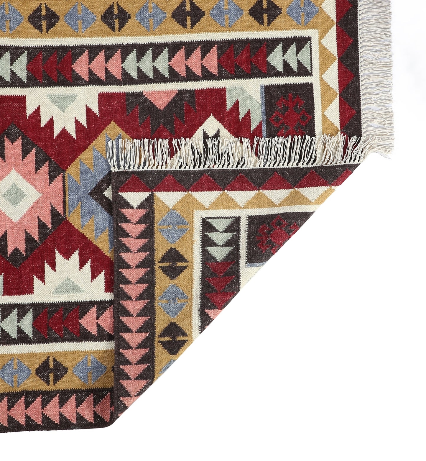 Multicolor Hand Woven Wool Punja Kilim - 4'x6'