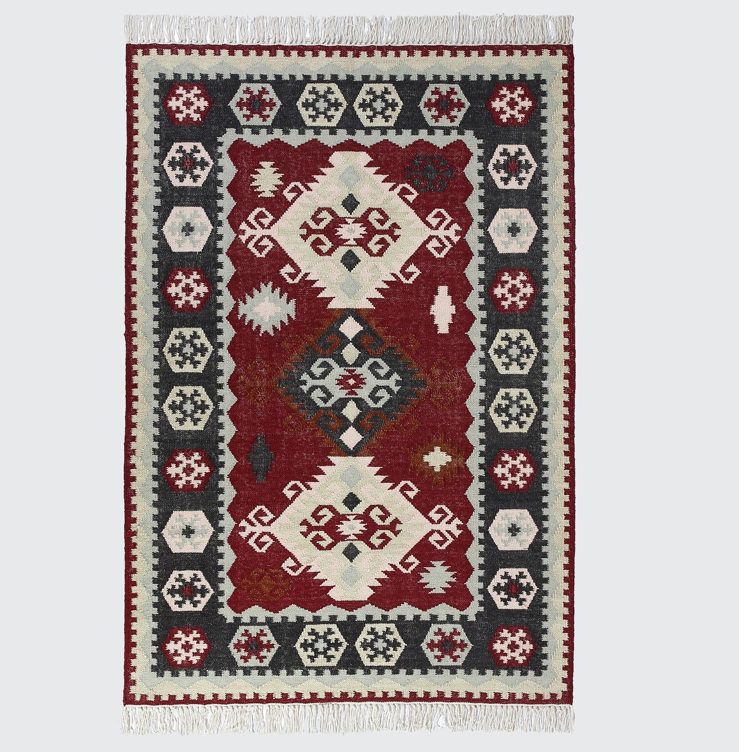 Multicolor Hand Woven Wool Punja Kilim - 4'x6'