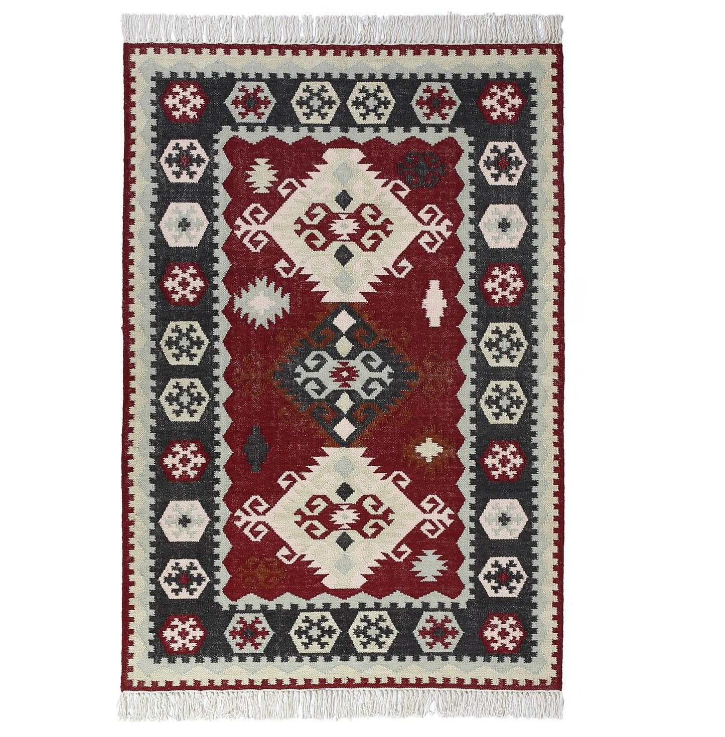 Multicolor Hand Woven Wool Punja Kilim - 4'x6'