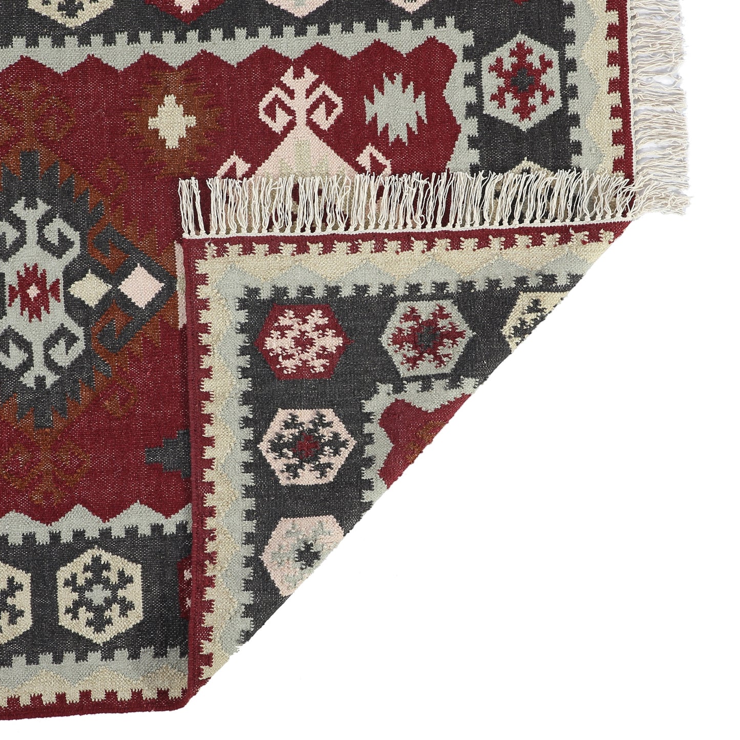 Multicolor Hand Woven Wool Punja Kilim - 4'x6'