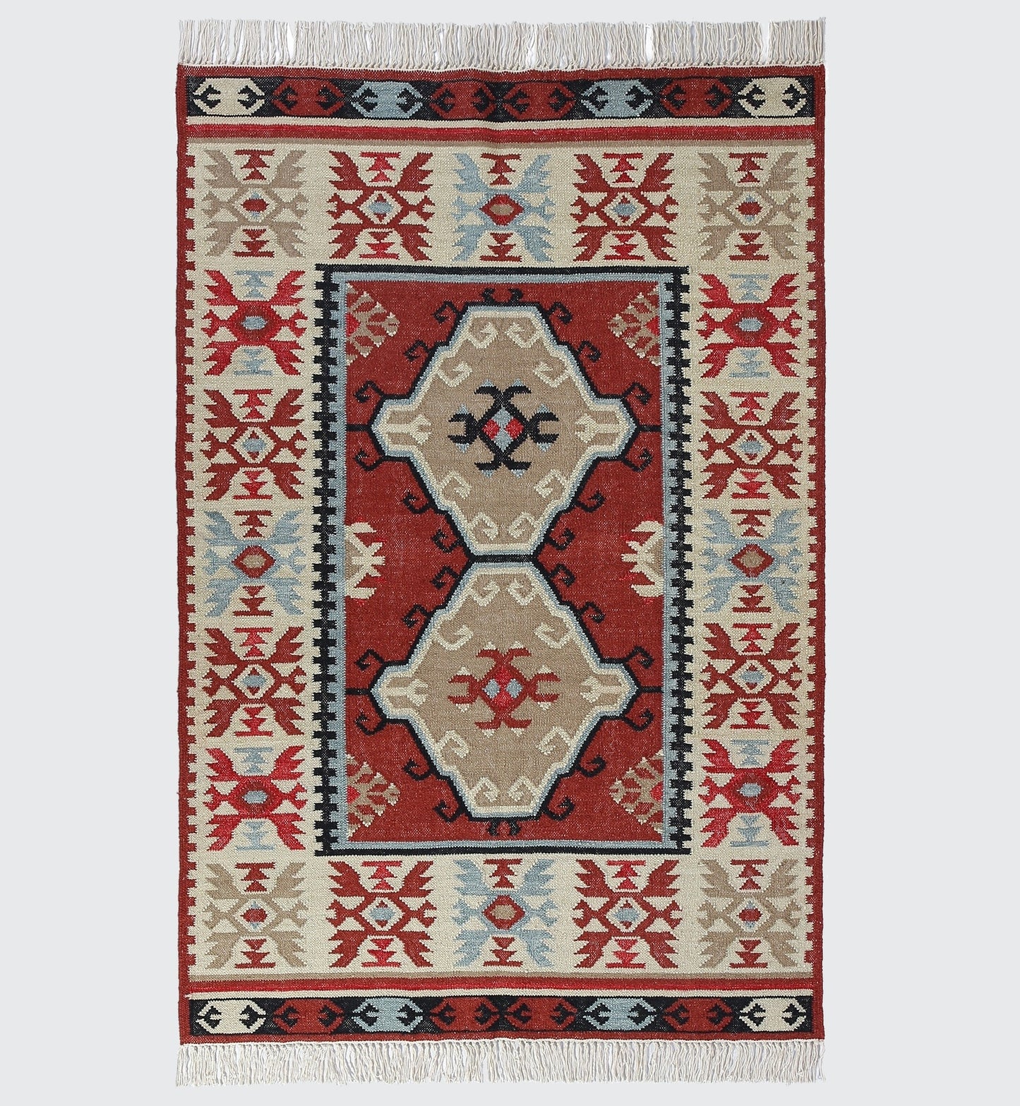 Multicolor Hand Woven Wool Punja Kilim - 4'x6'