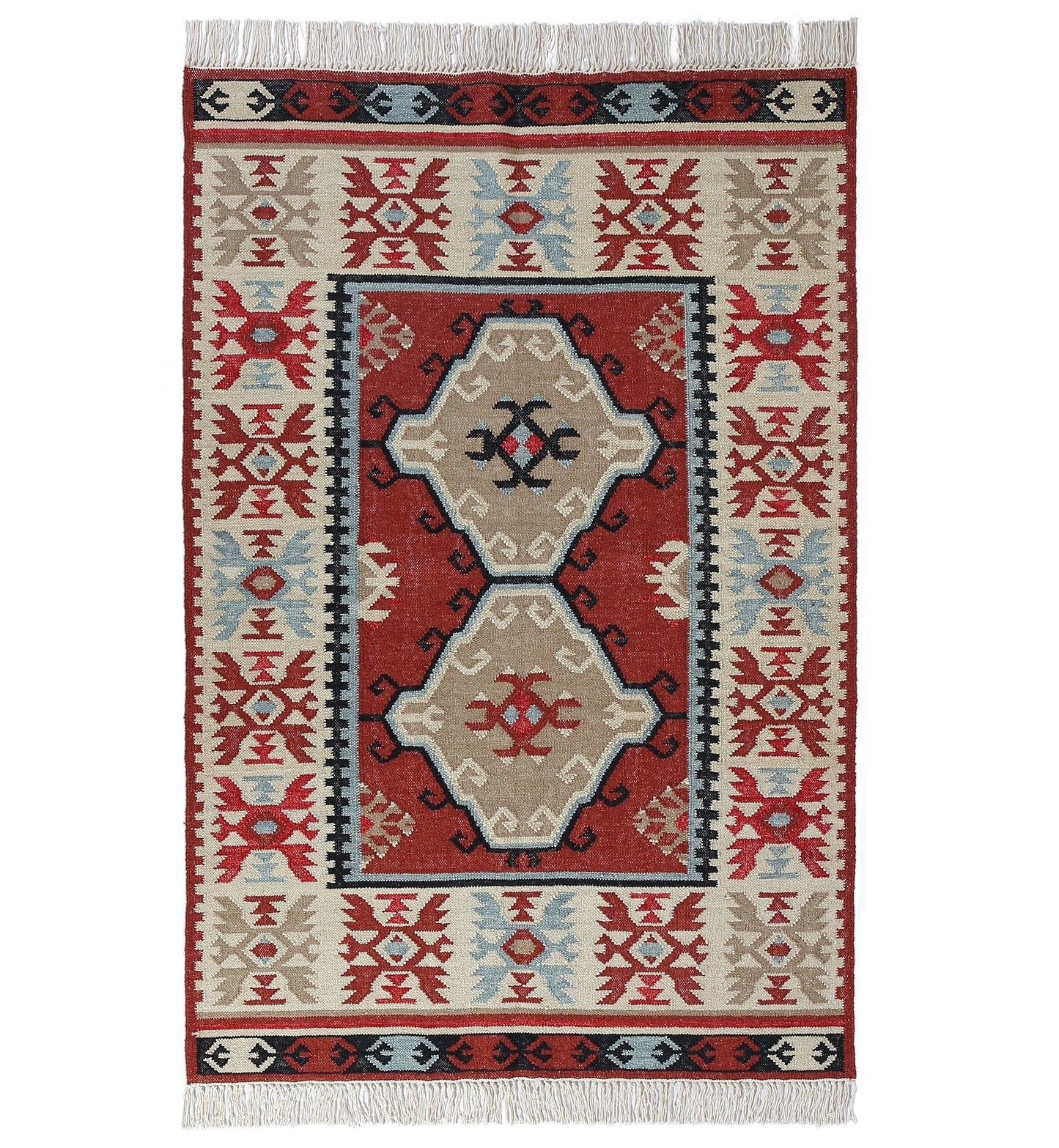 Multicolor Hand Woven Wool Punja Kilim - 4'x6'