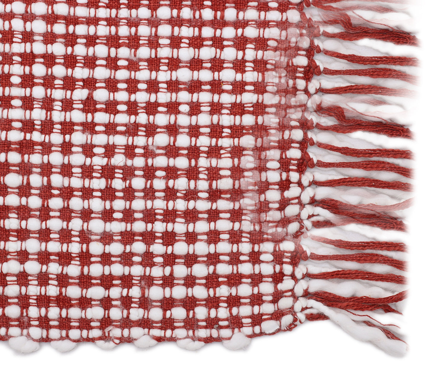 Red and White Hand Woven Throw