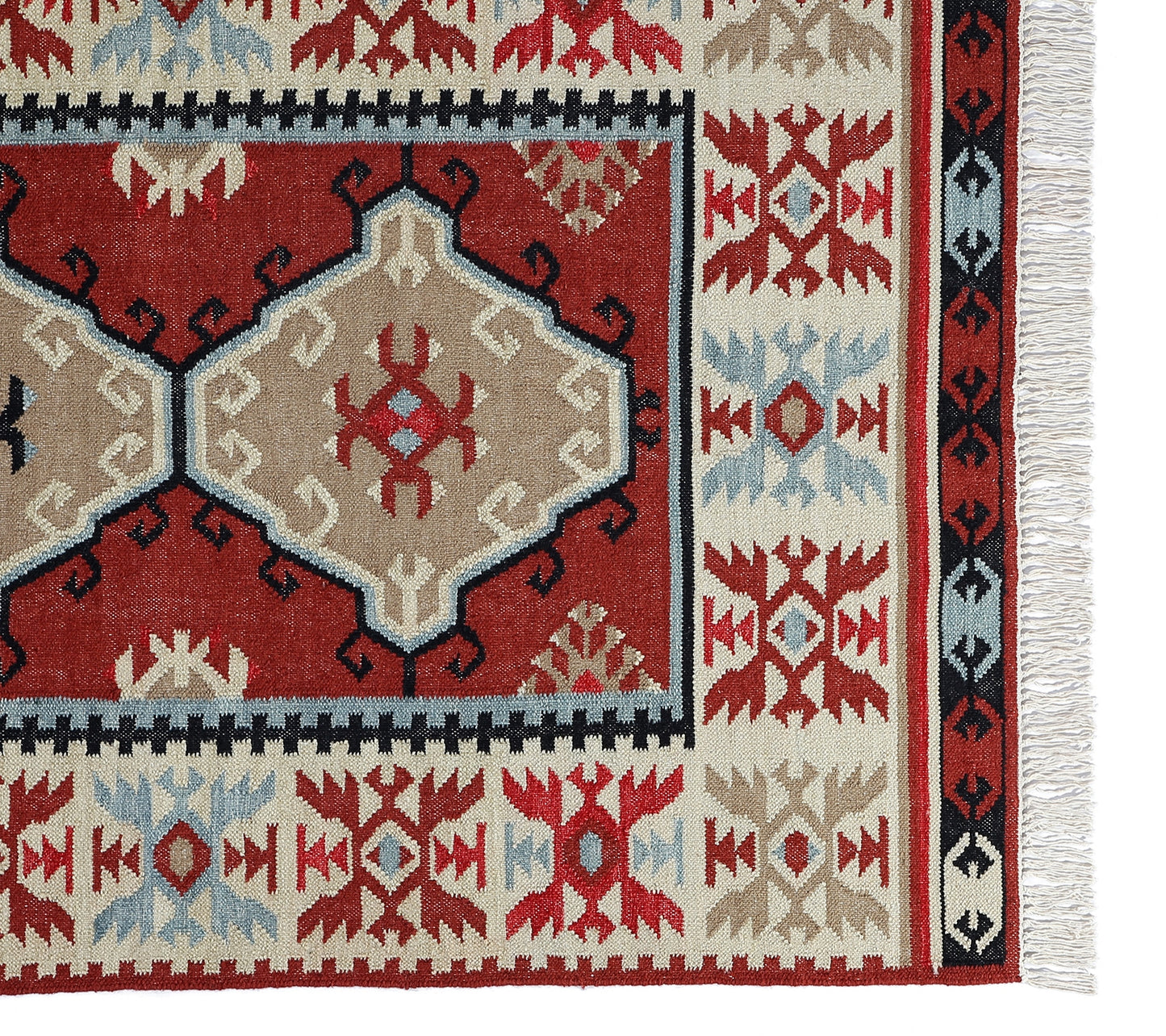 Multicolor Hand Woven Wool Punja Kilim - 4'x6'