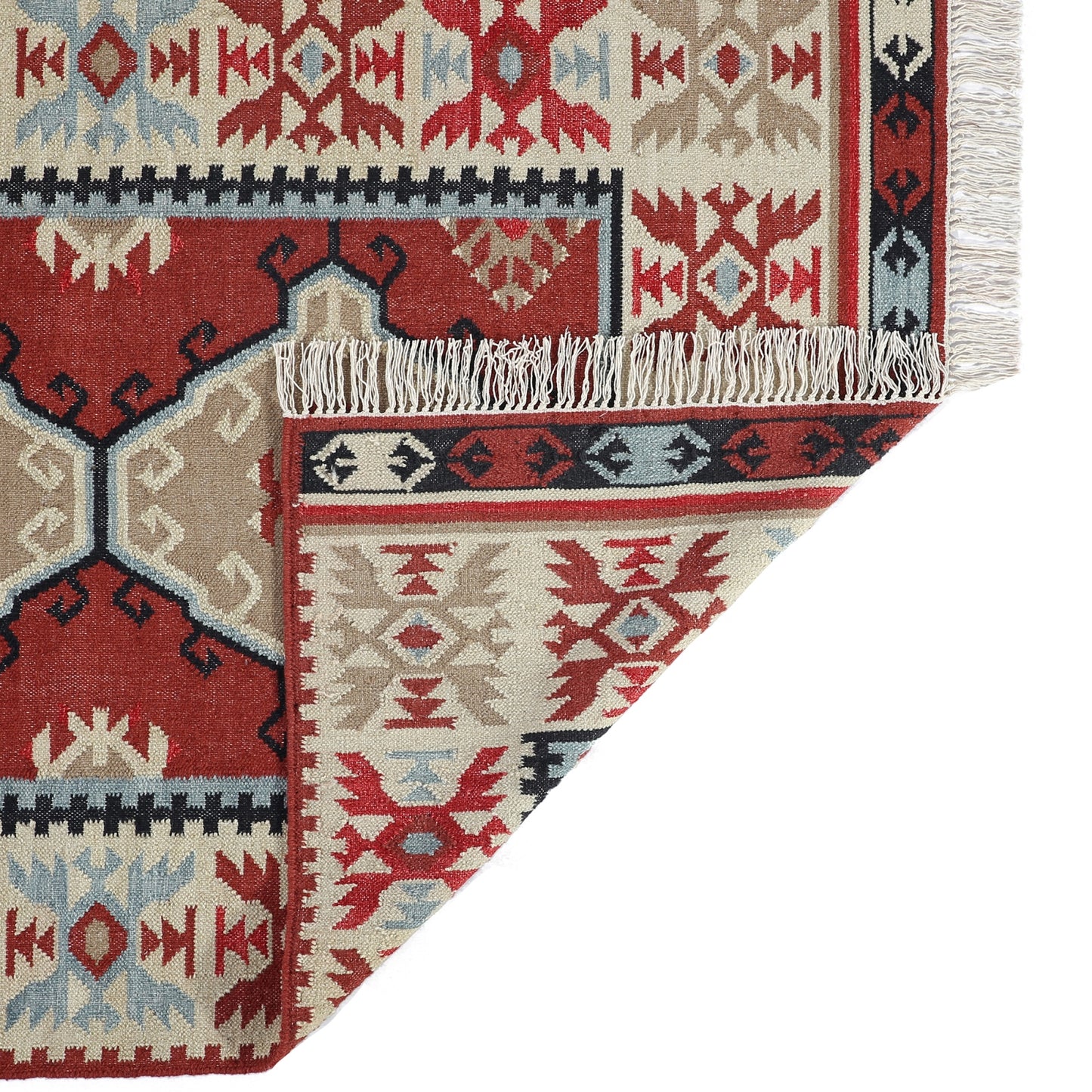 Multicolor Hand Woven Wool Punja Kilim - 4'x6'