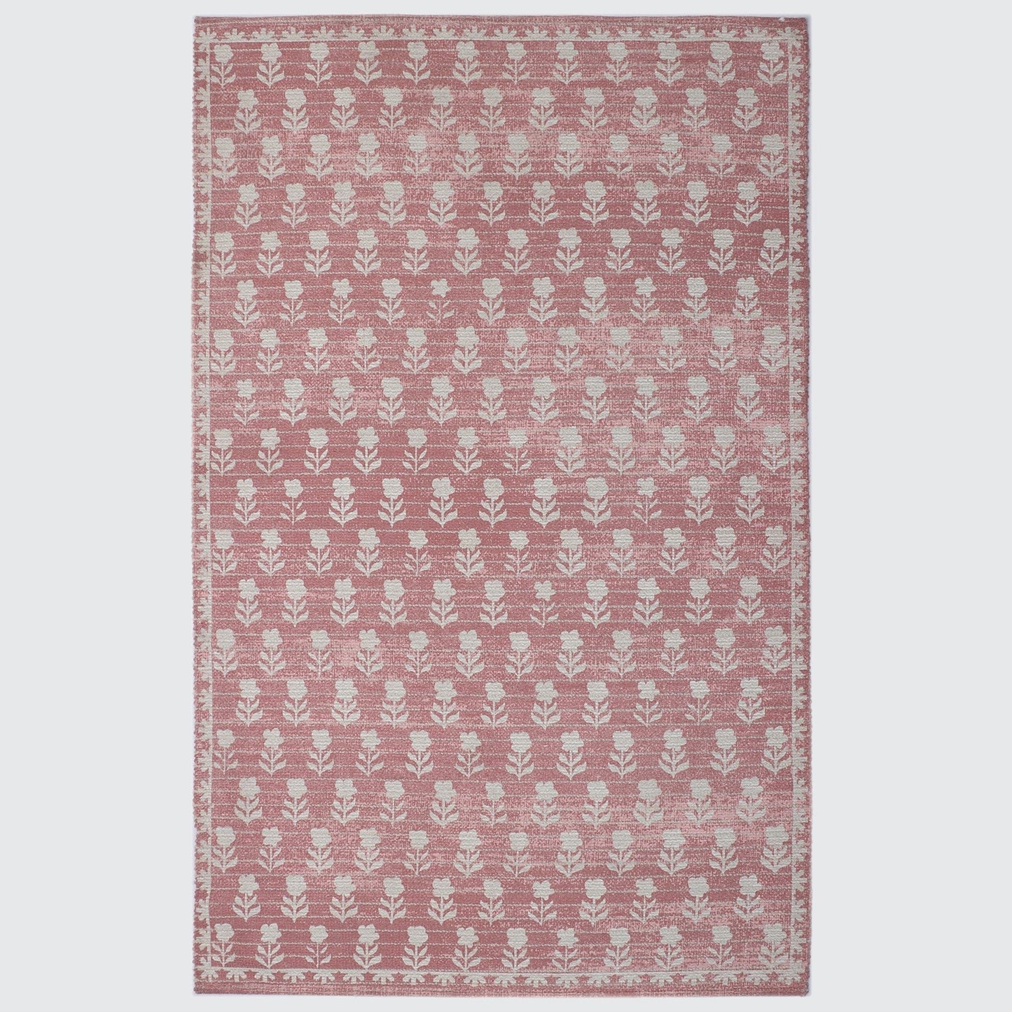 Rust and White PET Digital Printed Rug - 5'x8'