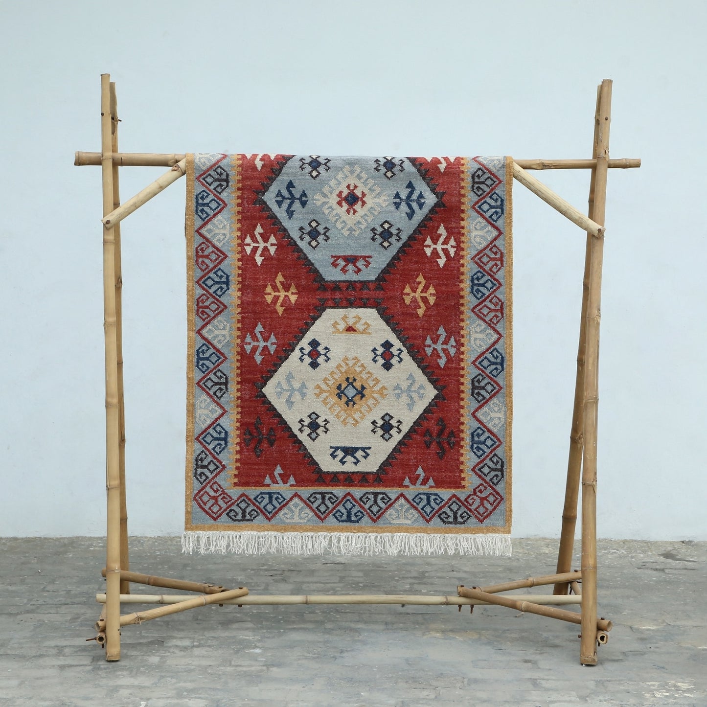 Multicolor Hand Woven Wool Punja Kilim - 4'x6'