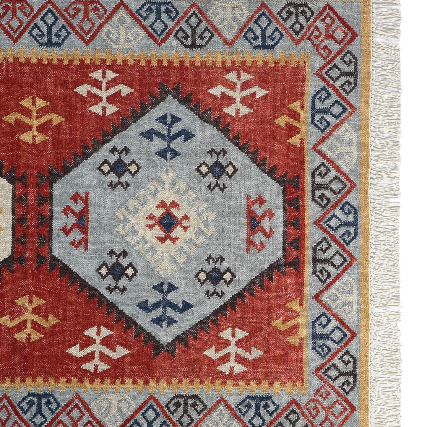 Multicolor Hand Woven Wool Punja Kilim - 4'x6'