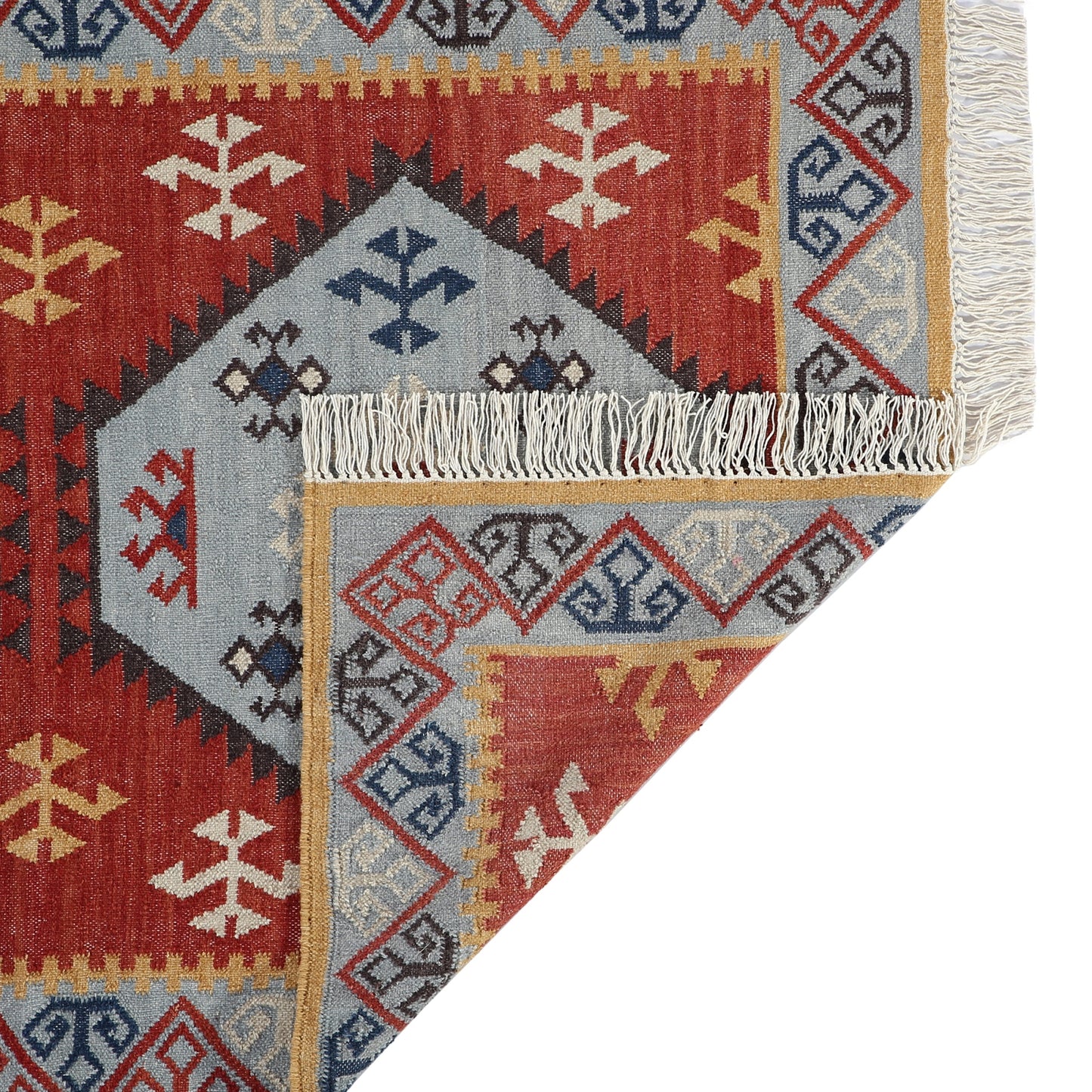 Multicolor Hand Woven Wool Punja Kilim - 4'x6'
