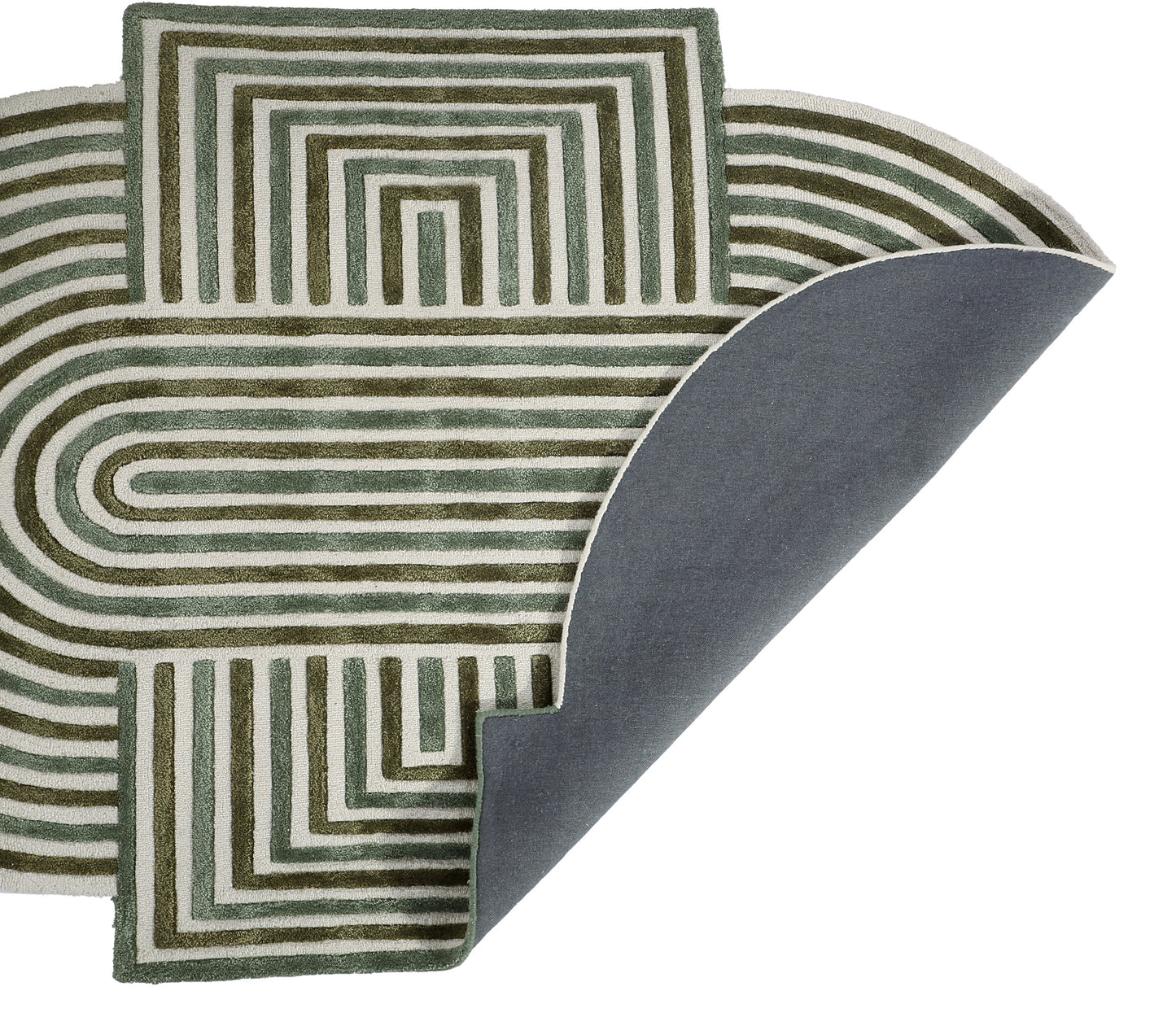 Olive and Natural Oval Hand Woven Wool Rug - 5'x8'