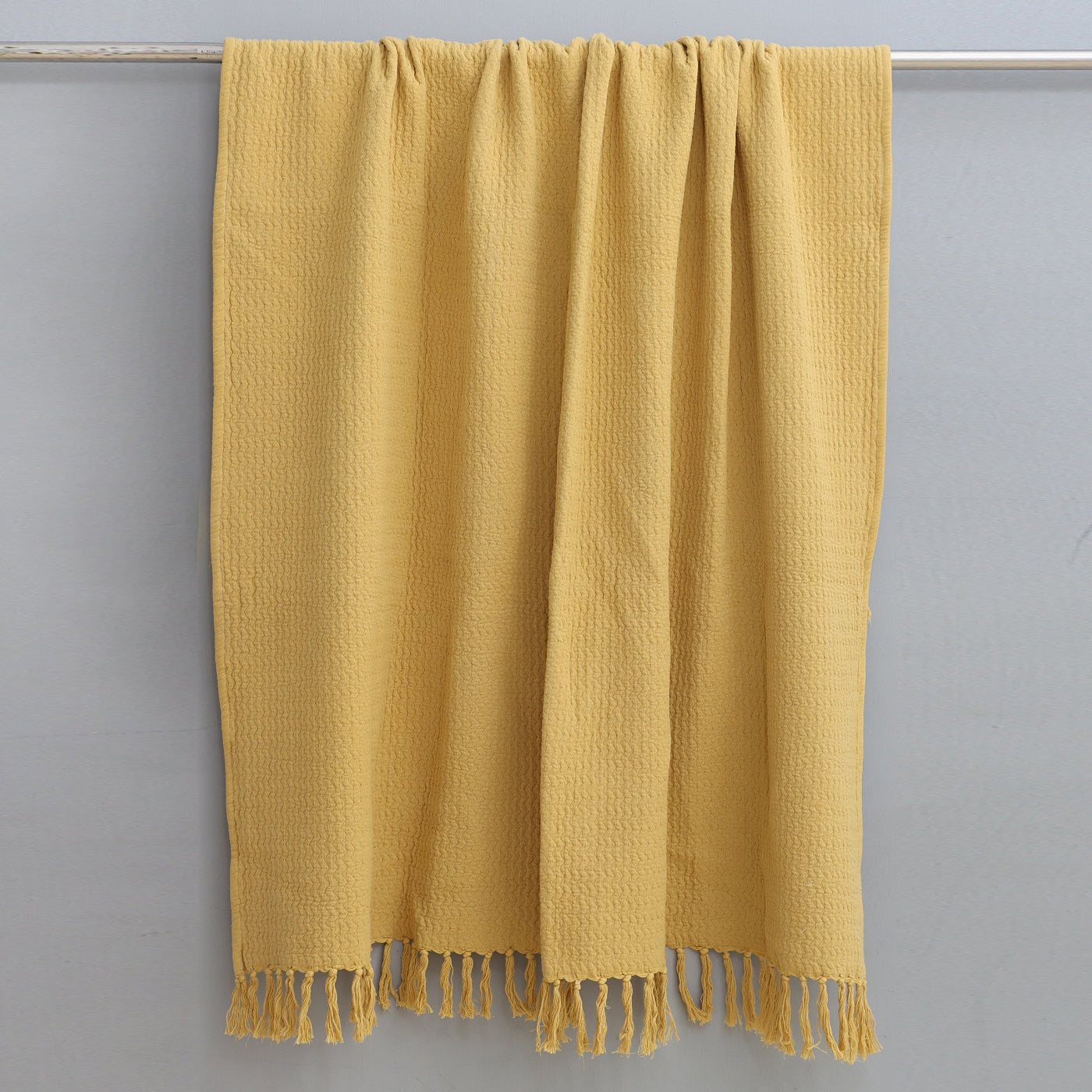 Yellow Cotton Jacquard Throw