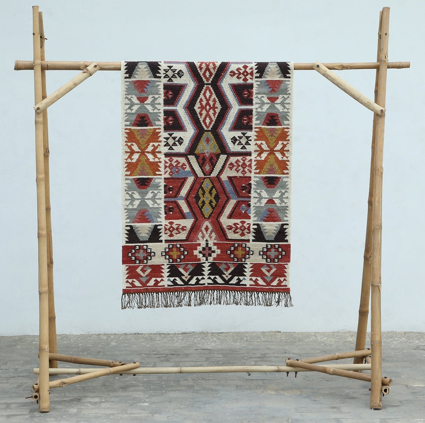 Multicolor Hand Woven Wool Punja Kilim - 3'x5'