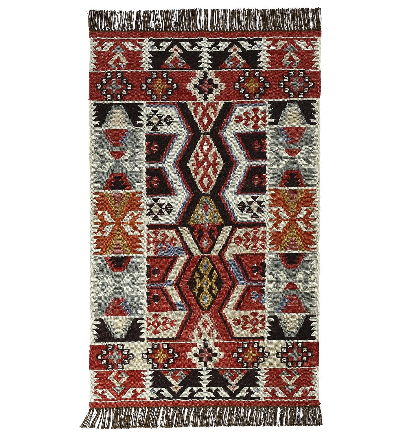 Multicolor Hand Woven Wool Punja Kilim - 3'x5'