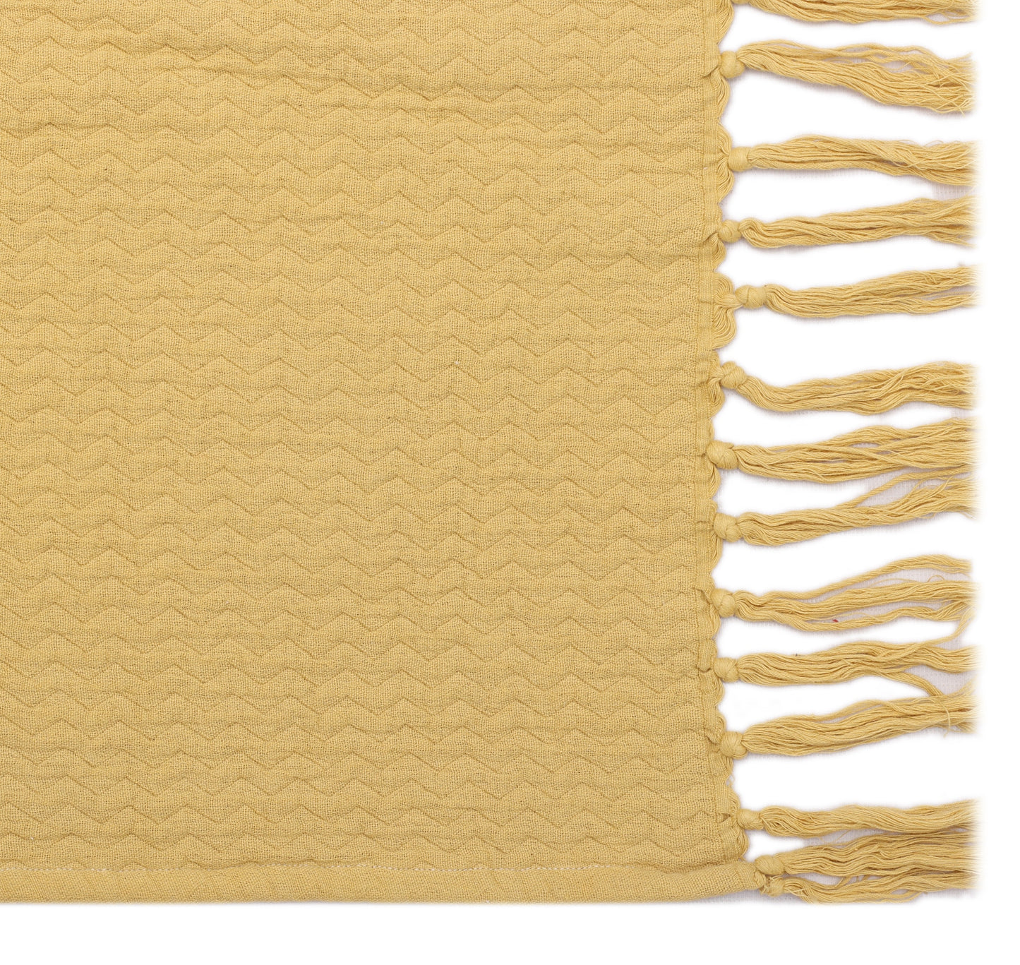Yellow Cotton Jacquard Throw