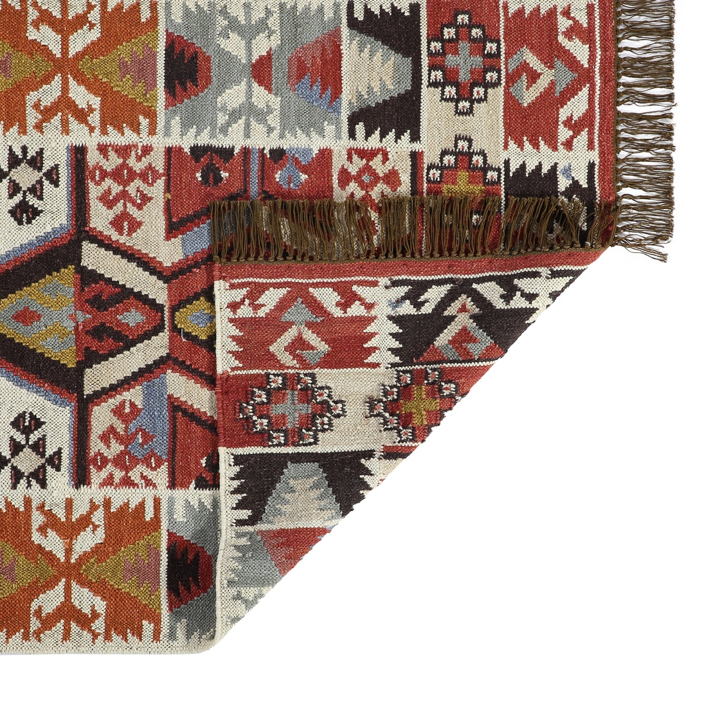 Multicolor Hand Woven Wool Punja Kilim - 3'x5'