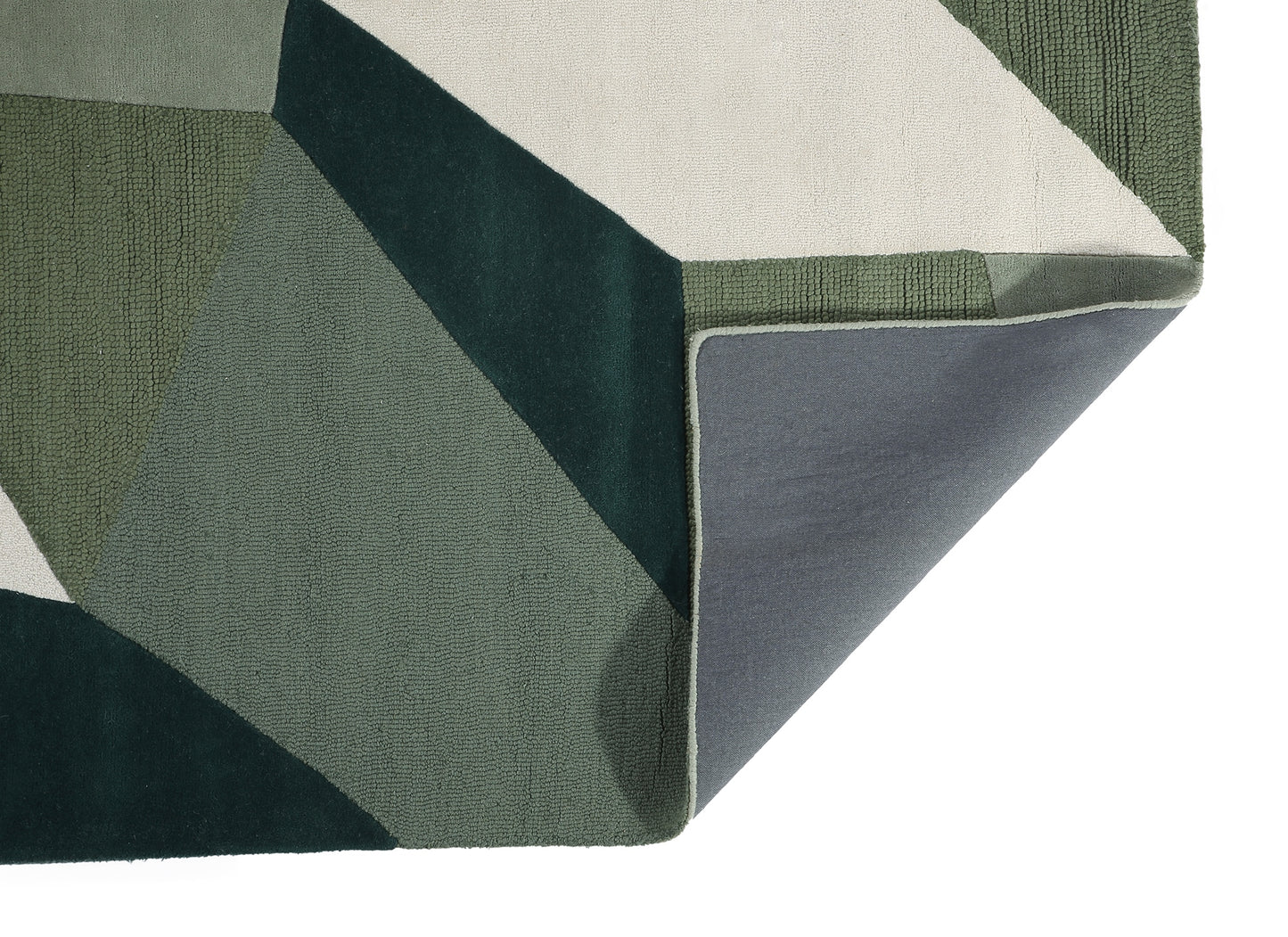 Olive Green Grey and Natural Hand Tufted Wool Rug - 5'x8'