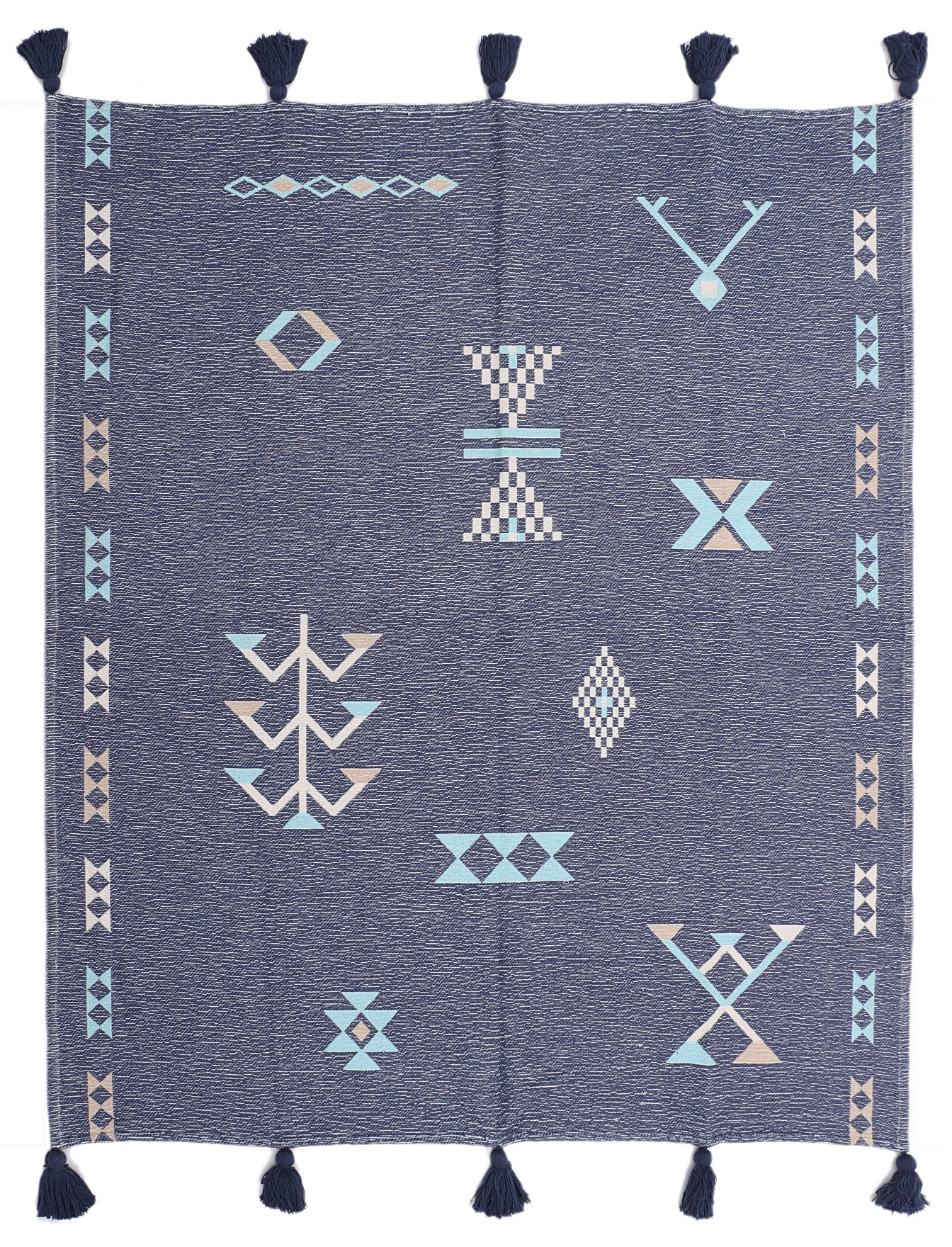 Blue Cotton Jacquard Throw