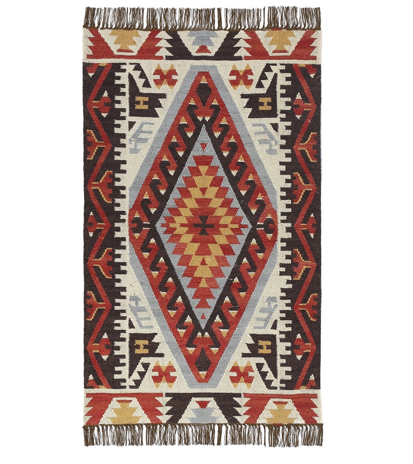 Multicolor Hand Woven Wool Punja Kilim - 3'x5'