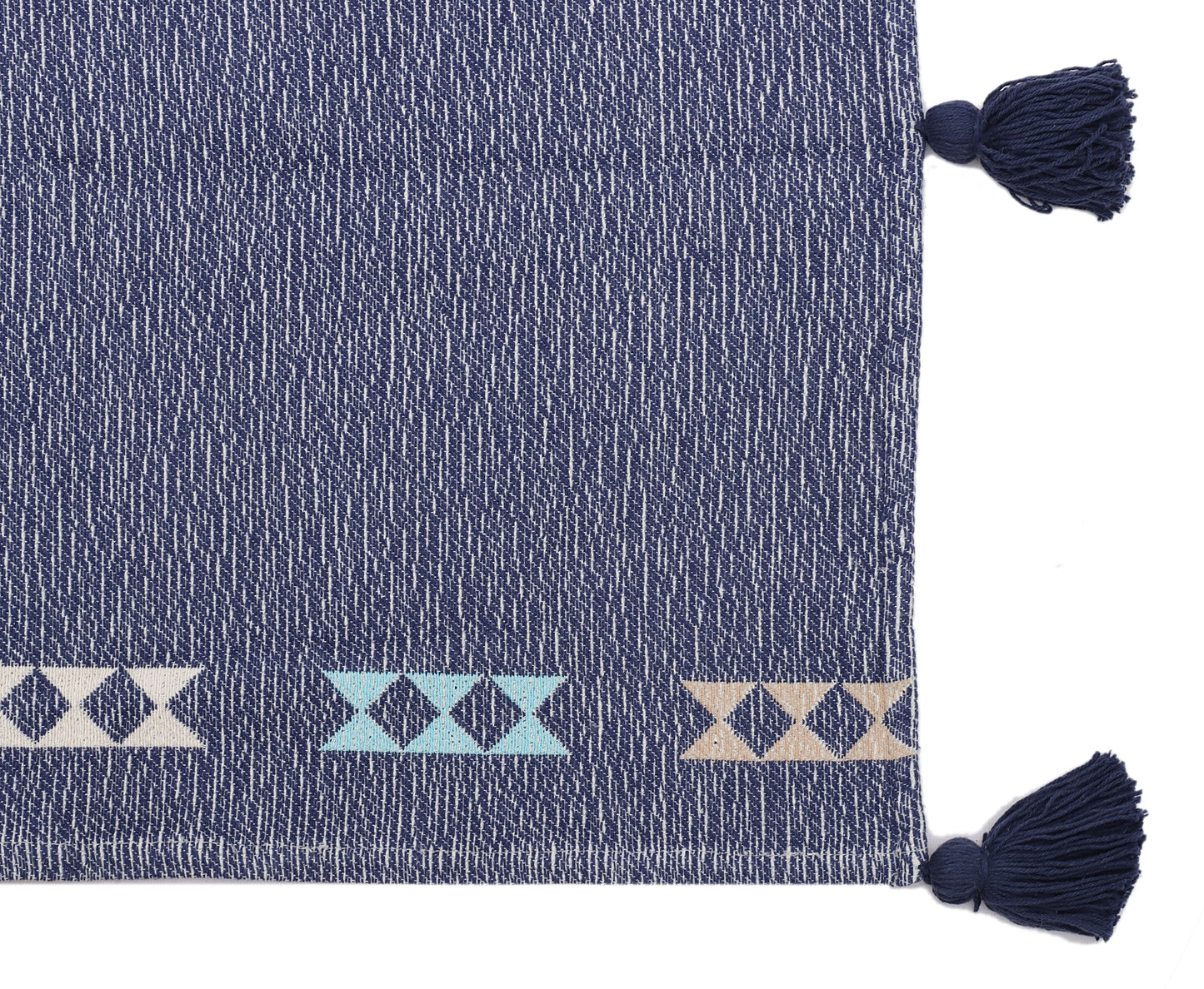 Blue Cotton Jacquard Throw