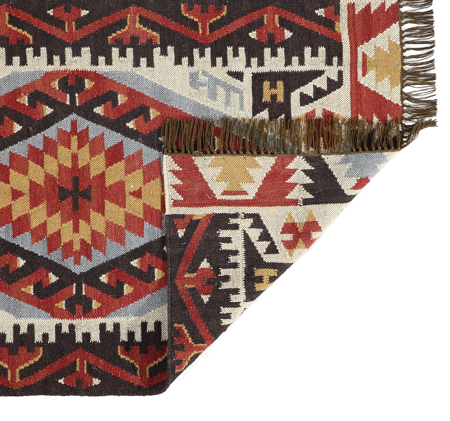 Multicolor Hand Woven Wool Punja Kilim - 3'x5'