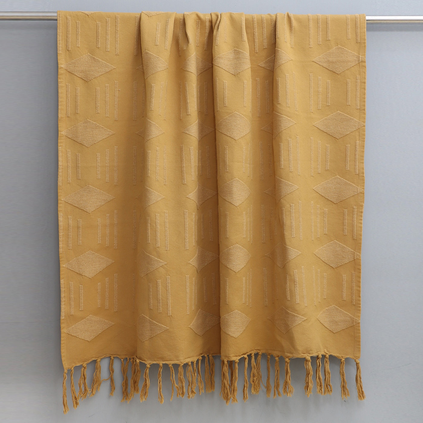 Mustard Cotton Jacquard Throw
