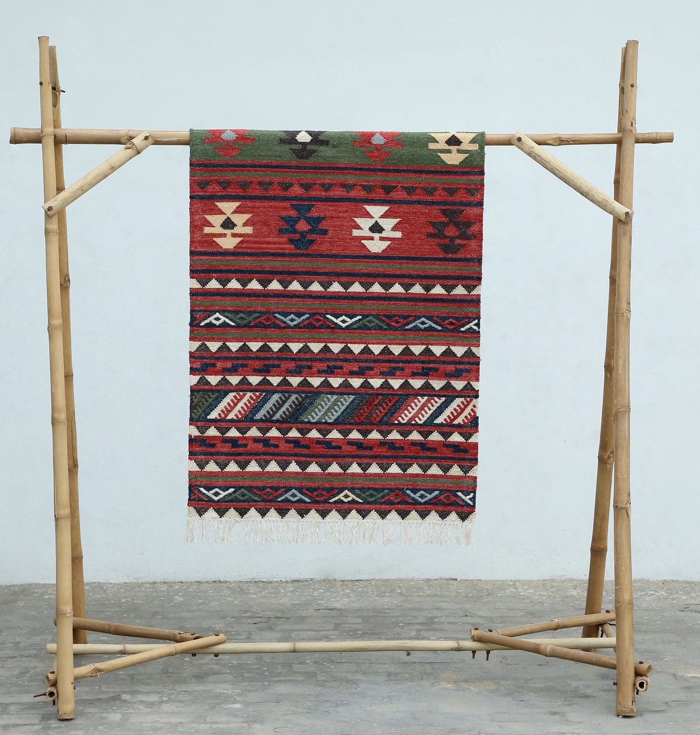 Multicolor Hand Woven Wool Punja Kilim - 3'x5'