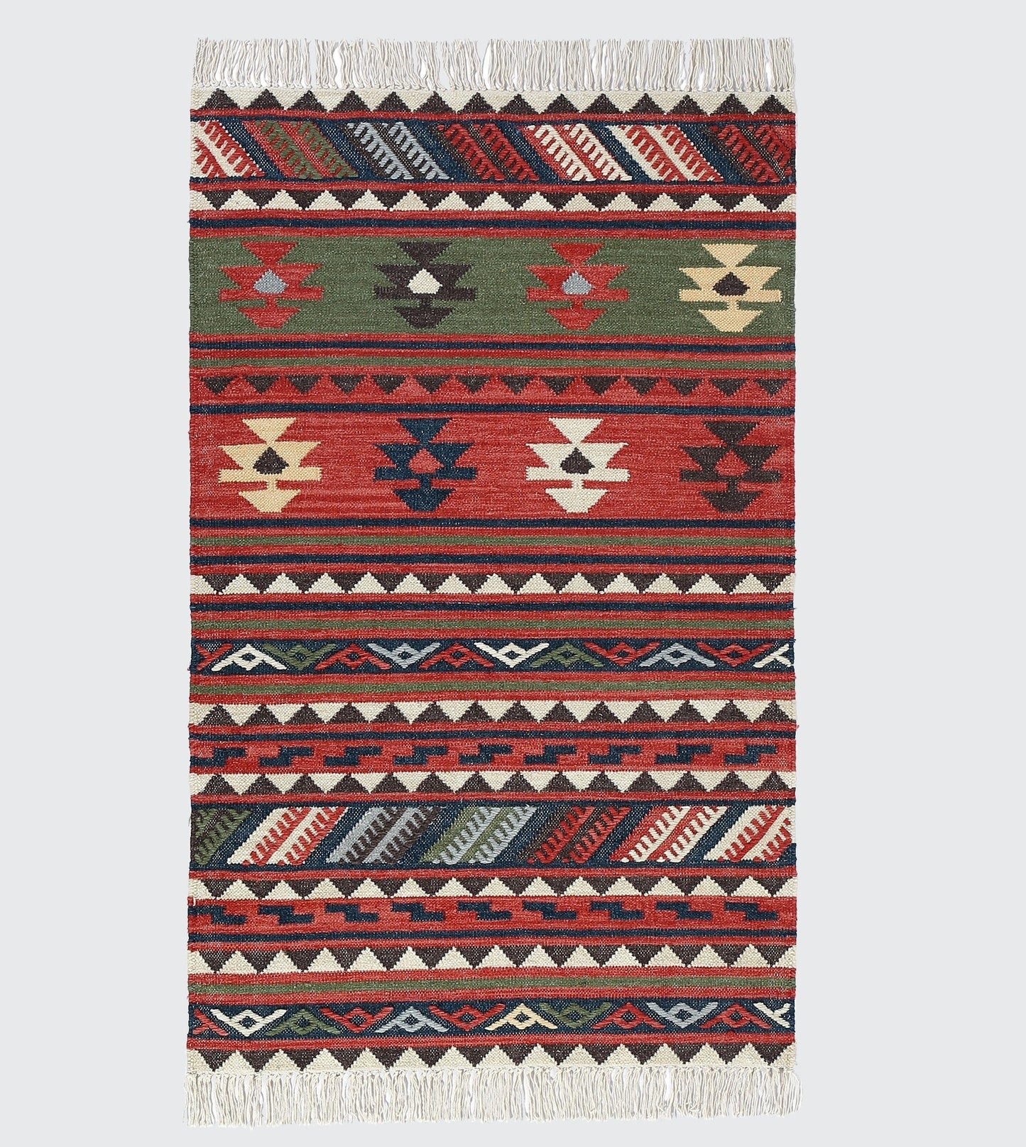 Multicolor Hand Woven Wool Punja Kilim - 3'x5'