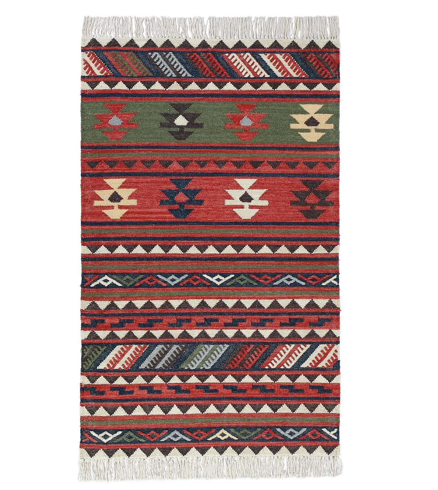 Multicolor Hand Woven Wool Punja Kilim - 3'x5'