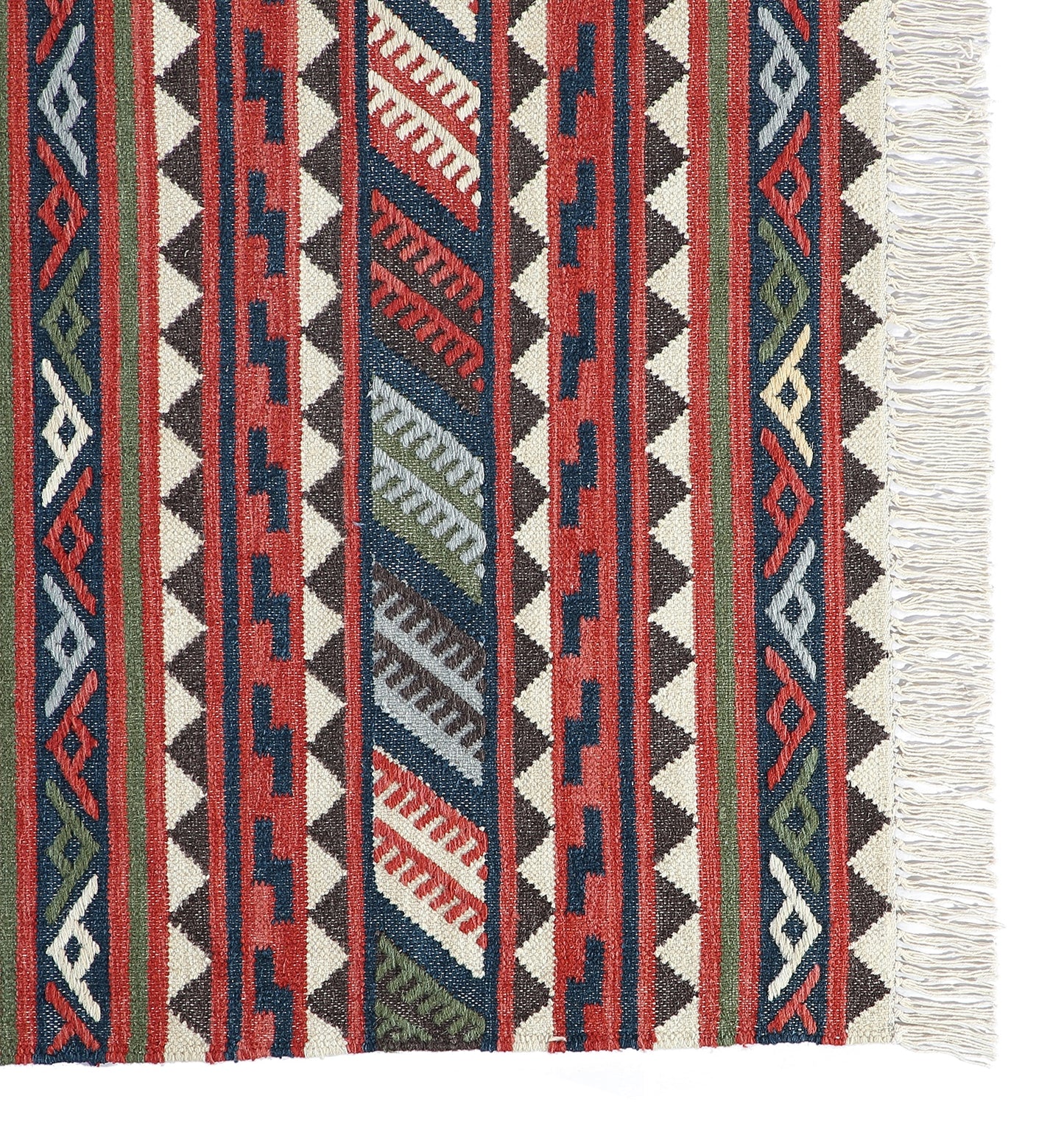 Multicolor Hand Woven Wool Punja Kilim - 3'x5'