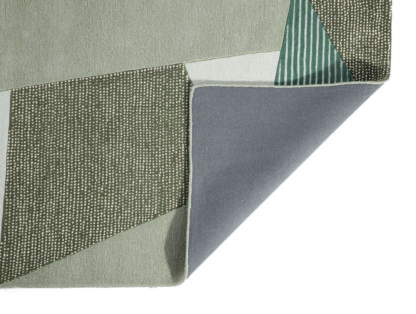 Green and Natural Hand Tufted Wool Rug - 5'x8'