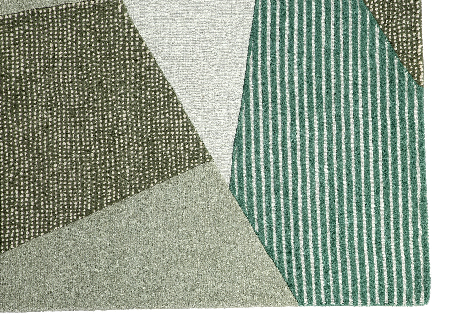 Green and Natural Hand Tufted Wool Rug - 5'x8'