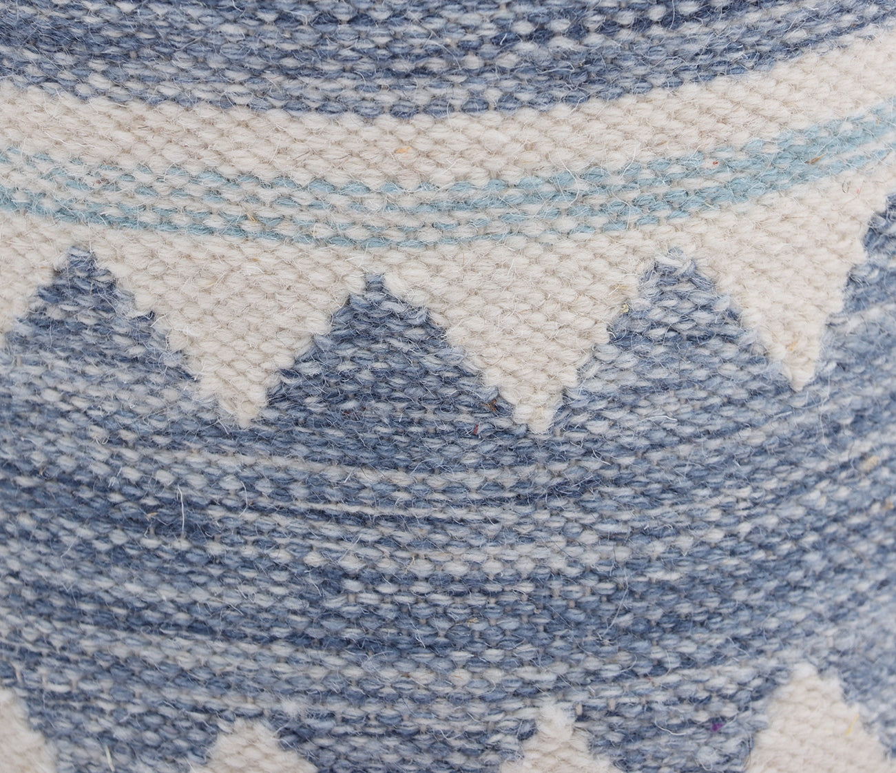 Blue and Ivory Hand Woven Kilim Basket