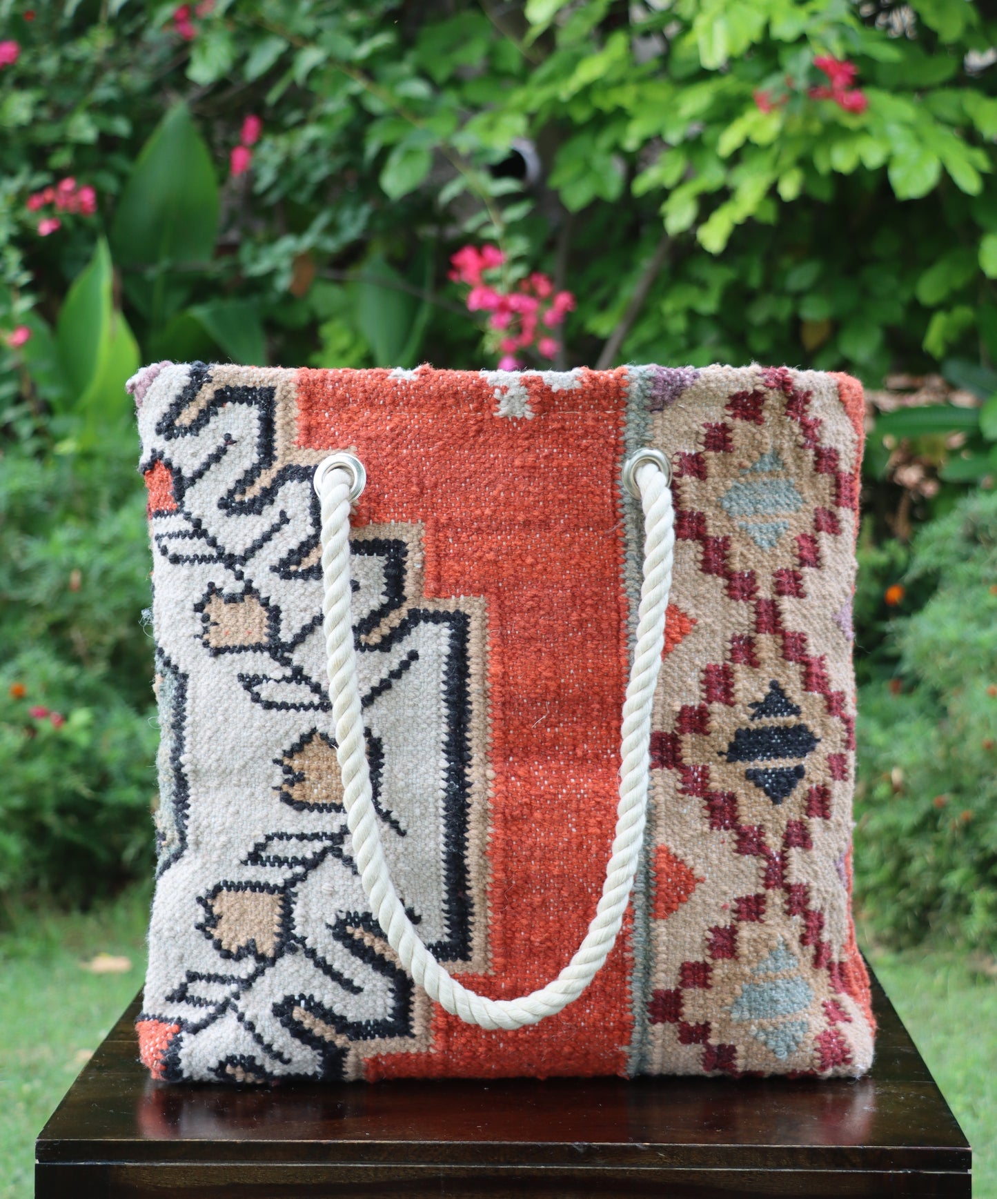 Hand Woven Wool Kilim Tote Bag