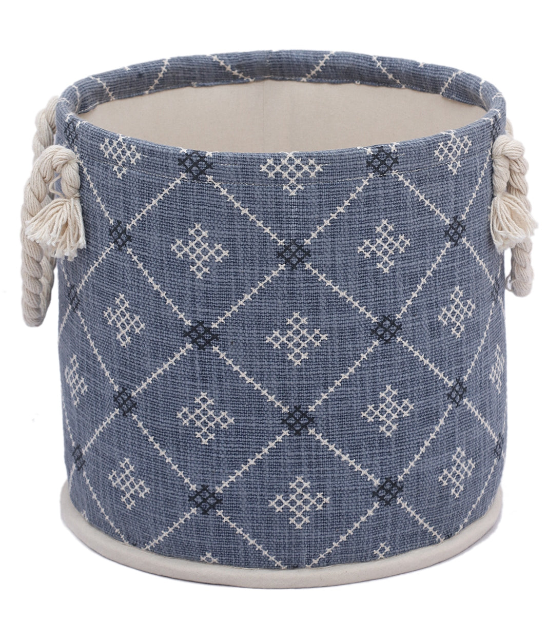 Grey and Natural Printed Basket