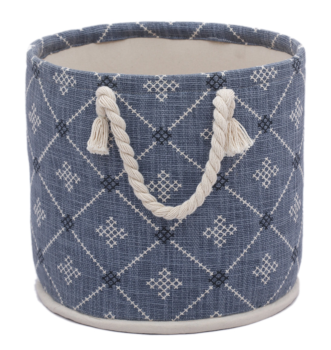 Grey and Natural Printed Basket