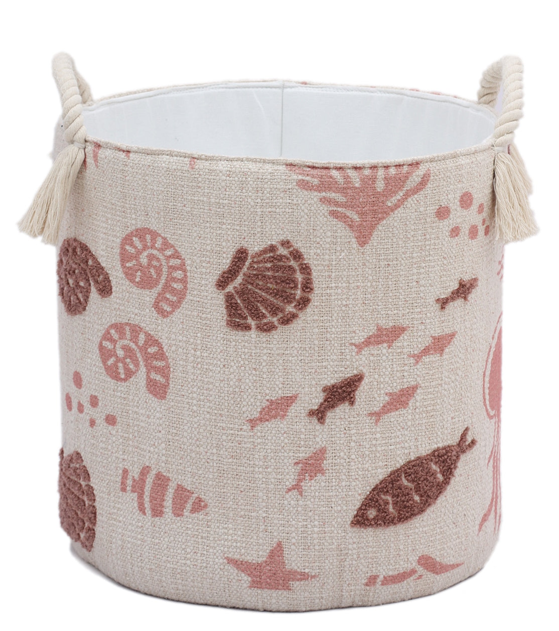 Pink and Natural Printed Basket